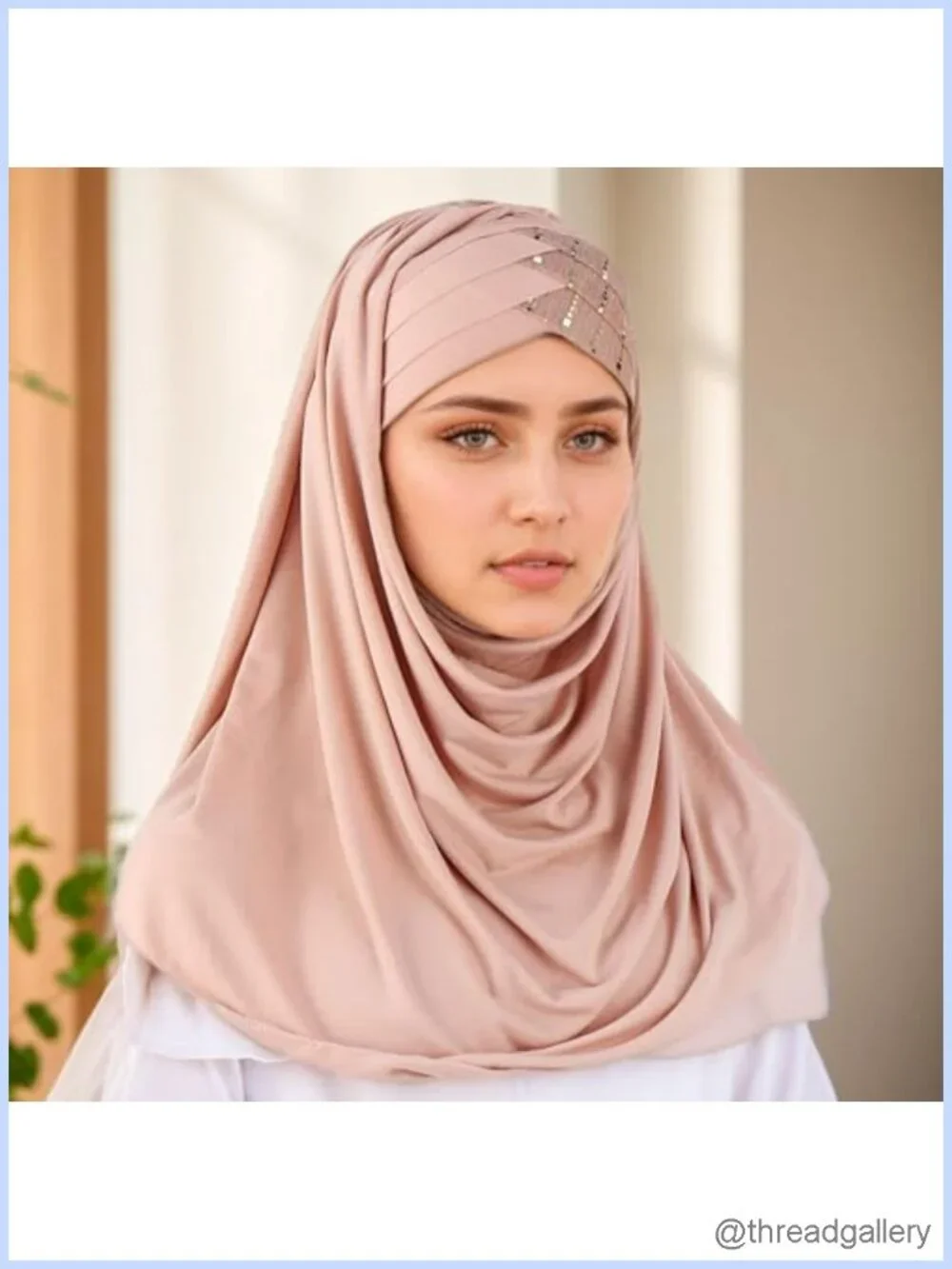 Sequin Hijab Muslim Head Wrap Stretch Elastic Scarf for Women Lightweight Jersey